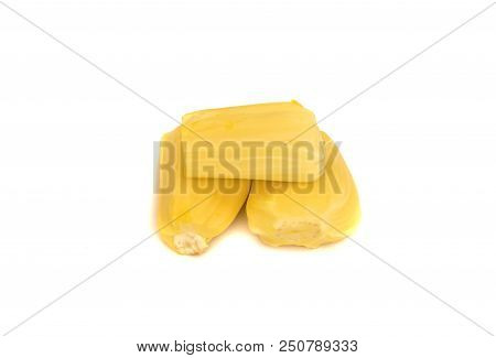 Heap Three Of Yellow Jackfruit Flesh Isolated On White Background