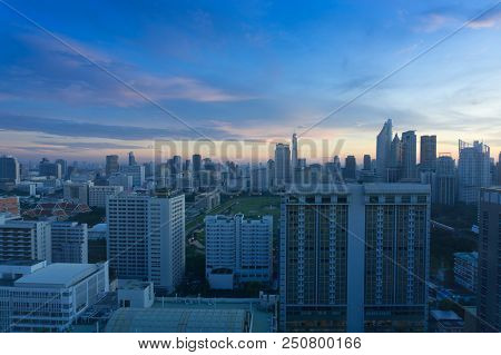 Bangkok, Thailand - Jul 3,2018 : Blue Clouds Over Bangkok In Early Morning