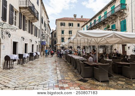 Kotor, Montenegro - June 16, 2018: View Of The Old Town Of Kotor. Kotor Is A City On The Coast Of Mo