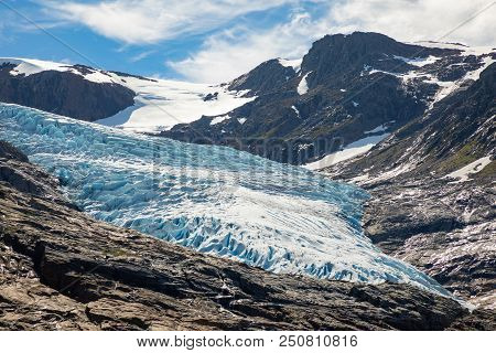 The Blue Svartisen Glacier In North Norway
