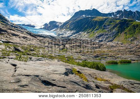 The Blue Svartisen Glacier In North Norway