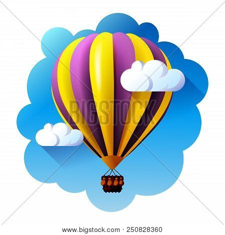 Hot Air Balloon In Clouds Vector Illustration