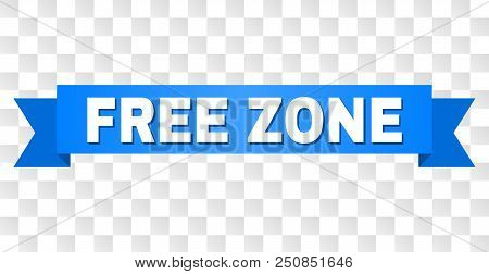 Free Zone Text On A Ribbon. Designed With White Caption And Blue Stripe. Vector Banner With Free Zon