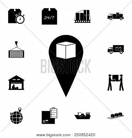 Pin With Box Icon. Detailed Set Of Logistic Icons. Premium Quality Graphic Design Icon. One Of The C