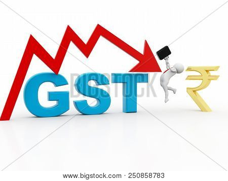 3d Illustration Gst Tax India Concept Isolated In White Background, Gst Tax Hitting The Business Man