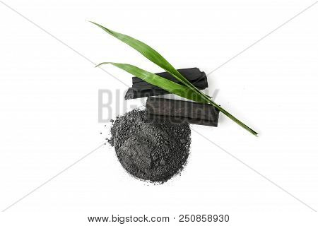 Activated Charcoal Powder On A White Background