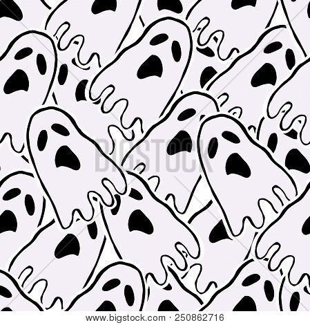 Happy Halloween Holiday Background. Vector Seamless Pattern For Home Decor, Wallpaper, Scrapbooking,