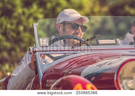 Pesaro Colle San Bartolo , Italy - May 17 - 2018 : Alfaromeo 6c 1750 Gss	1930 Old Racing Car In Rall