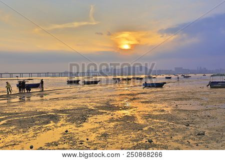 Old Wooden Fishing Boats Near Lau Fau Shan