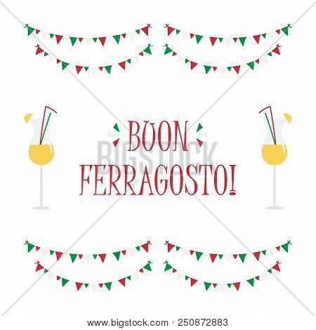 Cute Cartoon Vector Card For Italian Traditional August Holiday Ferragosto (festivals Of The Emperor