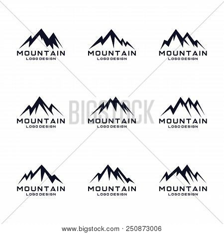 Mountain Icon Logo Design Set. Abstract Mountain Icon