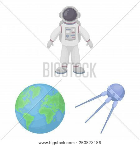 Space Technology Cartoon Icons In Set Collection For Design.spacecraft And Equipment Vector Symbol S
