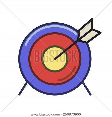 Arrow Target Icon. Line Colored Flat Vector Illustration. Isolated On White Background.