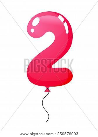 Beautiful Balloon With Number Two Filled With Air Or Helium