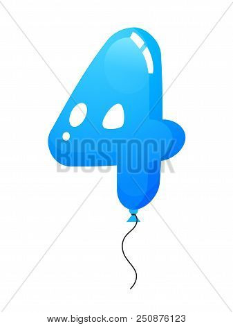 Beautiful Balloon With Number Four Filled With Air Or Helium