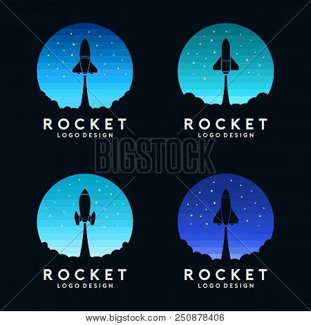 Rocket Logo Template Vector Set. Rocket Launch Logo