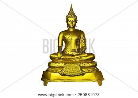 Golden Buddha In The Meditation Posture Is Beautiful.