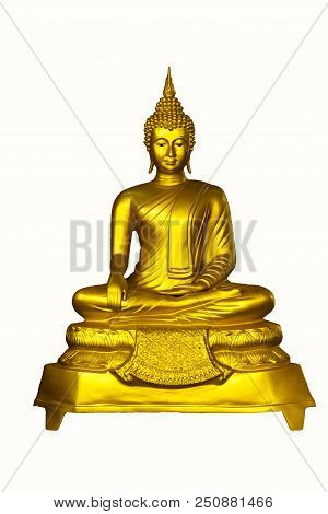 Golden Buddha In The Meditation Posture Is Beautiful.