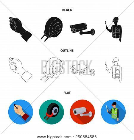 Car Alarm, Wheel Rim, Security Camera, Parking Assistant. Parking Zone Set Collection Icons In Black