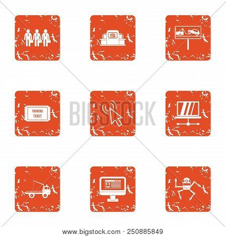 Automation Of City Icons Set. Grunge Set Of 9 Automation Of City Vector Icons For Web Isolated On Wh