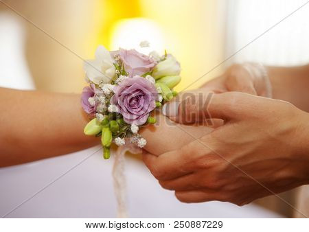 Wrist Bouquet Of A Bridesmaid In The Wedding