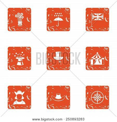 Witchery Icons Set. Grunge Set Of 9 Witchery Vector Icons For Web Isolated On White Background