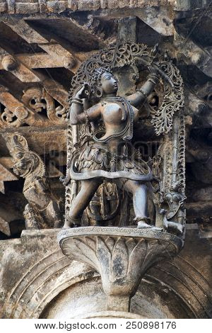 Shilabalika, Celestial Maiden, As A Huntress. Lady Aiming Arrow At The Bird. Chennakeshava Temple, B