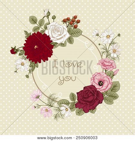 Bouquet Of Flowers. Wedding Card. Vector Illustration.