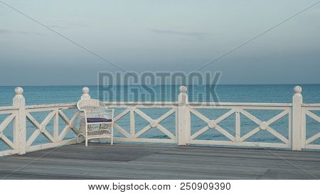One Chair On Sea Coast, Concept Of Resort