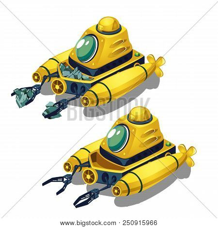 Underwater Grinder Stones Isolated On White Background. Vector Cartoon Close-up Illustration