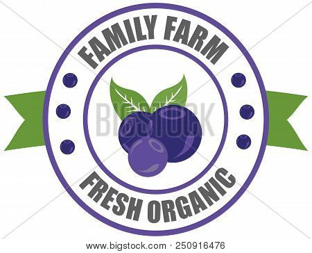 Blueberry Logo.vector Round Label Blueberry. Fruit And Berries From The Farm. Organic Food. Logo Blu