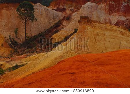 Rustrel, France - July 14, 2018: Photography Showing A Magnificent Landscape. The Photography Was Ta