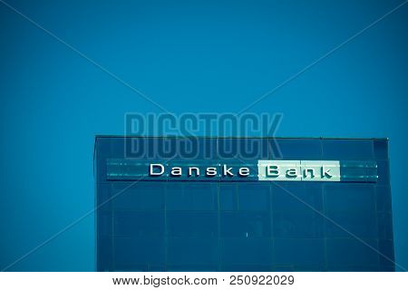 Vilnius, Lithuania - May 10, 2018: Danske Bank Logo And Sign On Modern Office Building In Vilnius, L