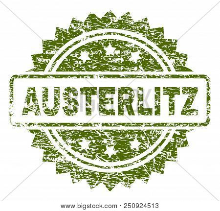 Austerlitz Stamp Seal Watermark With Rubber Print Style. Green Vector Rubber Print Of Austerlitz Tit