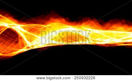 Abstract Red Smoke Fire Over Black Background. Wavy Elegant Backdrop For Your Design And Art.