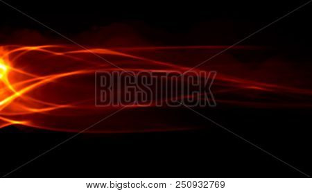 Abstract Red Smoke Fire Over Black Background. Wavy Elegant Backdrop For Your Design And Art.
