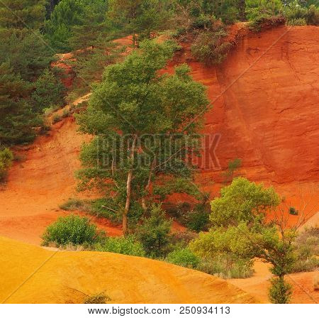 Rustrel, France - July 14, 2018: Photography Showing A Magnificent Landscape. The Photography Was Ta