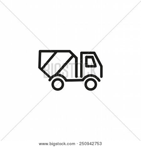 Concrete Mixer Machine Line Icon. Vehicle, Truck, Equipment. Construction Concept. Vector Illustrati