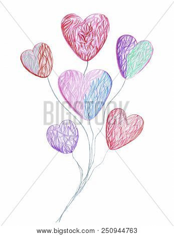 5632521 Hand Drawing Watercolor Pencils Different Kinds Of Hearts