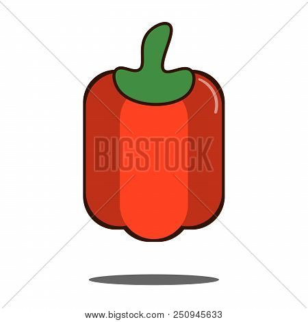 Red Bell Pepper Vegetable Icon Flat Design Illustration