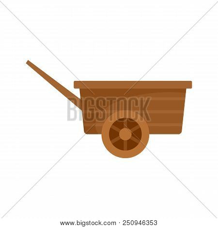 Wood Wheelbarrow Icon. Flat Illustration Of Wood Wheelbarrow Vector Icon For Web Isolated On White