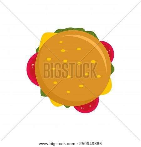 Top View Cheeseburger Icon. Flat Illustration Of Top View Cheeseburger Vector Icon For Web Isolated 