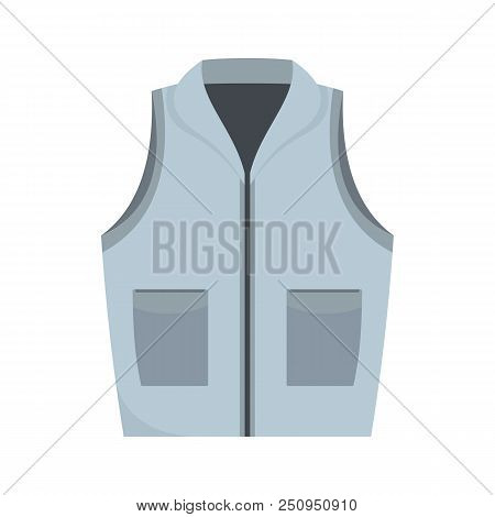 Grey Vest Icon. Flat Illustration Of Grey Vest Vector Icon For Web Isolated On White