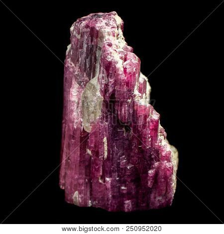 Natural Mineral Elbaite Tourmaline Natural Cut On A Black Background