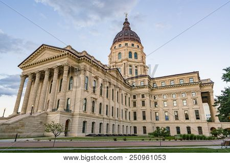 Exterior Of The Kansas State Capital Building In Topeka, Kansas