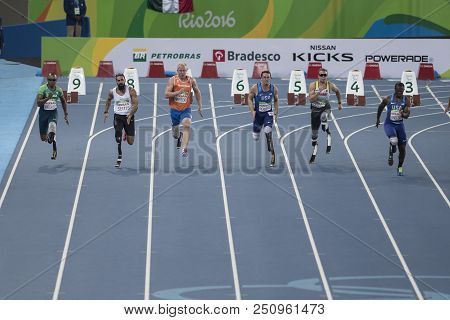 Rio, Brazil - September 08, 2016: Singleton Jerome (usa) During Men 100m - T44 Round 1, In The Rio 2