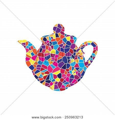 Tea Maker Kitchen Sign. Vector. Stained Glass Icon On White Background. Colorful Polygons. Isolated.