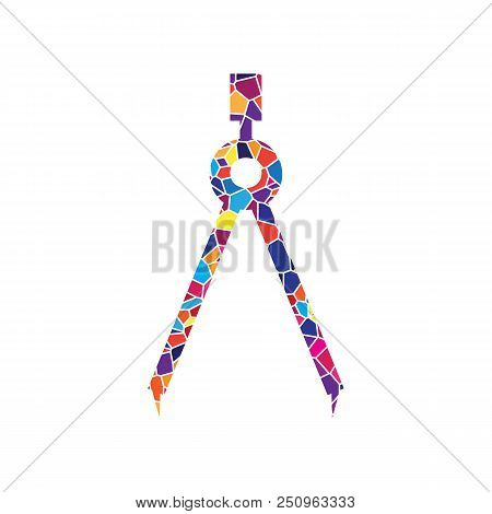 Divider Simple Sign. Vector. Stained Glass Icon On White Background. Colorful Polygons. Isolated.