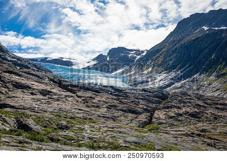 The Blue Svartisen Glacier In North Norway