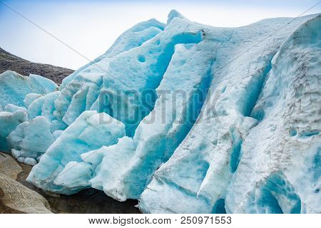 Part Of Blue Svartisen Glacier In Norway